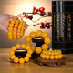 Fat Donglai's same style yellow beeswax bracelet second generation chicken fat amber Buddha beads single circle men's and women's bracelet fashion bracelet 10MM beeswax bracelet-19 pieces