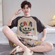 
Caiyun Kali pajamas men's 2025 summer short-sleeved shorts cartoon casual loose home clothes young people can wear thin suits outside 6627 blue letters M student [90-115Jin[Jin equals 0.5 kg]]