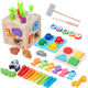 Maigemeng (Maigemeng) Kinder-Erleuchtung für Kinder in Montessori, die Ball Boys und Mädchen Rätselfischen und Ziehen von Radieschen-Holz-Matching-Spielzeugen zwei Sets schlägt.
