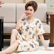 Langsha (langsha) middle-aged mother pajamas for women in summer thin pure cotton short-sleeved cropped pants middle-aged and elderly people's home clothes plus size suit Watermelon red YMY-3937 M [recommended 80-100Jin [Jin equals 0.5 kg]]