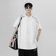 S.SOFEA Camiseta de manga corta con rayas oscuras para hombres en verano Diseño de moda guapo 2025 [alta calidad] CQS1423 Negro S