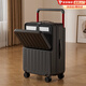 袋鼠（KANGAROO）新款前开口行李箱女学生高颜值拉杆箱轻便旅行箱宽拉杆密码箱皮箱 静谧黑【USB+杯架】 20英寸