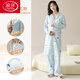 
LangSha long confinement clothes pajamas for women in spring and autumn with breast pad pure cotton pregnancy and breastfeeding postpartum nightgown feeding skirt AM-11991-DK1008 L
