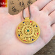 Gold-painted pure silver 999 Eight Treasures Compass pendant sterling silver necklace enamel new Chinese style national style braided rope gift for men and women Eight treasures compass sterling silver necklace about 19 grams