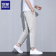Romon Herren Summer Cropped Hosen Schlanke Eisseide dünne Businessanzughose Herren neue Lauer-Leg-Hose 79T9905 Black 30