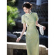 The new Chinese style girl with the European (YIOU) green cheongsam temperament, the new summer college entrance examination, the young and small person 9716 yellow cheongsam XL