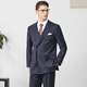 By Creations Perpin Wool Suit Men's Light Business Commuting Formal Fit Groom Wedding Dress Striped Suit Navy 44