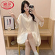 LangSha (LangSha) Light Luxury Ice Silk Nightgown Women's Spring and Autumn New Short-sleeved Korean Style Mid-Length Summer Pajamas Boyfriend Style Sexy Shirt 5000Q 2XL Recommended 140-160 Recommended Jin Jin is equal to 0.5 kg Wear