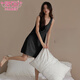 Modal nightgown with chest pad for women, summer thin comfortable breathable vest pajamas for women, solid color simple, can be worn outside home clothes AM11977 M