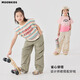 
moonkids girls quick-drying work pants 2025 summer new children's mountain style wide-leg paratrooper pants girls outdoor thin style 15261 military green + 15265 apricot color 150 cm