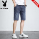 Playboy Brand Herren-Denim-Shorts Thin Tendy TRENDY CLASSION FÜNFEN FÜNF 2025 SOMMER NEUER Hong Kong Style Mid-Ärmeln 671 Black 30 (2 Fuß 3)