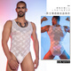 Fitness Körperformung Anzug enge einteilige dünne Körper Schönheit Männer einteilige Dessoghong sexy durchscheinende Dreieck Spitze Schwarz LX602 L