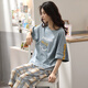 
Caiyun Kali short-sleeved pajamas for women in summer 2025 new cropped pants for women in summer large-size home clothing set for outdoor wear 9203 L spot: (105-120Jin [Jin equals 0.5 kg]) [Soft and skin-friendly #2#