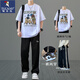 
Woodpecker (TUCANO) new summer printed short-sleeved T-shirt for men sporty and fashionable teenagers student trendy handsome suit two-piece set 695 white (short-sleeved + 7081 two-wear ice M (recommended 80-100 Jin [Jin equals 0.5 kg])