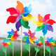 Decoración de viento de madera tradicional Decoración al aire libre Decoración de dos pisos Toyes para niños Actividad del campus Big Windmill Colorful Windmill de 32 cm con 50 cm de poste de madera