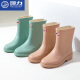 
Huili rain boots women's rain boots water shoes women's 2025 new fashion waterproof non-slip wear-resistant rubber shoes women's mid-tube cover shoes khaki 36