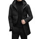 Lilang men's mid-length suit men's winter 90 white duck down business casual hooded thickened warm jacket Black 1355 L 175 Suggestions [120-140Jin [Jin equals 0.5 kg]]