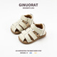 Chino rata [cuero genuino] Sandalias infantiles para niñas Summer Nuevos bebés Baby Boys 1-3 años Baby Baby Baby zapatos para niños pequeños Tamaño blanco 25 Tamaño (Longitud interna 15.5 cm adecuada para la longitud del pie 15 cm)