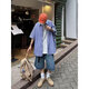 GANGPU TENDY ANTIGUO ANTIGUOS PROTISES DE DEJOS DE PARTIR PARA HOMBRES Y MUJER 2025 Summer Nuevo pantalones recortados Versátiles Harlan Mid Pants sueltos Azul 2xl