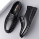 Portures leather shoes men's slip-on business casual shoes comfortable and lightweight round toe formal work shoes for men 9166 black 40