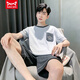 Catman (Miiow) Pyjama masculin shorts d'été shorts purs coton purs adolescents simples pour hommes de grande taille de grande taille 9928 4xl hommes (adaptés à 180-220jin [Jin est égal à 0,5 kg]))