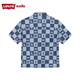 Levi s store same style Levi's children's shirt new full print short-sleeved stand collar jacket Milestone Blue 110/52 Recommended height 98-104cm