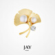 Jay Ginkgo brooch, high-end female corsage, suit accessories, birthday gift for mother-in-law, elders, gold
