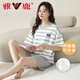 
Yalu breast pad pajamas for women in summer 2025 new pure cotton short-sleeved integrated thin style for outdoor wear summer home clothing suit chest pad 1047 short-sleeved suit L women (98-118Jin [Jin equals 0.5 kg])