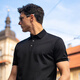 Mr. BU Collier breveté Bouton à trois broches exquis Business Polo Men's Men's Summer-Absorbing and Breathable Color Color à manches courtes AT12161 Piano Black L (175)
