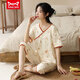 Catman Miiow Sommer kurzärmeligte Pyjama-Set Pure Cotton Women's Dünne Sommer. Neue chinesische Stil-Kumpel-Hosen können außerhalb von Heimkleidung Lzy9901 L getragen werden (empfohlen 95-115jin [Jin gleich 0,5 kg])