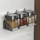 Yameiji condiment seasoning box storage rack combination set seasoning jar bottle storage rack home kitchen wall hanging salt shaker seal four-piece set 3 seasoning jars + gun ash storage rack