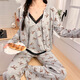 
S.SOFEA gray lace with chest pads for women three-piece pajamas for outdoor wear for spring, summer and autumn student style three-piece set WX13803 gray (with chest pads) 170 M (80-100Jin [Jin equals 0.5 kg])