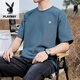 Playboy (PLAYBOY) pure cotton short-sleeved T-shirt for men ins summer versatile white T-shirt Hong Kong style couple loose half-sleeved tops trendy khaki pure cotton short-sleeved-1365 XL