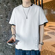 Holzspecker [zweiteiliger] Kurzärärmelte-T-Shirt für Männer Sommer dünne Baumwoll-Trends, vielseitige halbe Ärmeln Herren-T-Shirt Top 651 Weiß + 659 Grau 2xl