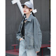 Jewish women's clothing 2025 spring new style, women's small slim and versatile lapel denim jacket N8 dark blue 8530 M 160/84A