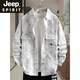 JEEP SPIRIT牛仔外套男生春秋季新款青少年衬衫夹克初高中学生男装潮流士上衣 16823白色 M (80-100斤左右)