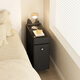 Hengque extremely narrow bedside table creative simple wall gap cute compact new style personalized cartoon black bedside table 684 solid wood 20*45cm-double layer-off-white fully equipped (no installation required, ready to use out of the box)
