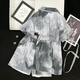 Catman (Miiow) Chinesischer Stil Krawattenpaar Pyjamas für Frauen kühl Ice Seide Sommer Dünne Kurzärmel-High-End-Hauskleidung für Männer zweiteiler Set 13077# Fischgräten-Schmetterlings-Women-Kurzärmel-Shorts m