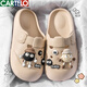 CARTELO Crocodile Cave Shoes for Women 2025 Summer Office Box Half-Soled Thick Sole Unslip Couple Wearing Lazy Sandals Khaki [Solid Color] 36 -3735-36
