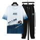 
NJSKAKW2 junior high school students 13 boys T-shirts short-sleeved handsome 15-year-old high school students men's clothing teenagers summer casual suit blue 9226 [short-sleeved T-shirt suit] S S Recommended 60-75 Jin [Jin equals 0.5 kg]