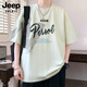 
JEEP SPIRIT Jeep Short Sleeve Men's Summer Trendy Brand Letter Print Round Neck Half Sleeve American Casual Men's Rotary Sleeve Loose T-shirt 693 White XL About 120-140Jin [Jin equals 0.5 kg] Can be worn