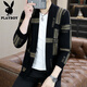 Playboy (Playboy) Cardigan Jacke Herren Frühling und Herbst 2025 Casual Revers Top Strick -Pullover Schwarzer Jacquard -Pullover We23873 Khaki 3xl