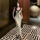 
Rongxitu butterfly printed suspender dress sweet and spicy waist-hugging summer new style short [6628#] XL