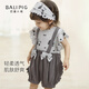 
Bali pig girl baby clothes summer short-sleeved strap fake two-piece onesie princess style thin style modal baby outing clothes Li brown weed 80cm