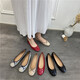 Huili Jun Doudou Single Schuhe Frauenschuhe 2025 Neue Sommer Vielseitige Bowlicht Mund Ballett Schwangere Frauen flache Schuhe J683-4 Schwarz 35
