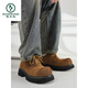 Woodpecker CleanyFit Mickey Big-head Derby Chaussures pour hommes Men's Retro Casual Business Workwear Chaussures Sole épaisses Chaussures à grande tête Brown Renforced 39