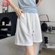 Langsha ice silk shorts women's summer 2025 new high-waisted casual wide-leg mid-pants sports quick-drying five-point milk pants