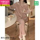 Modal Sweet Little Pink Flower Plaid Koralle Velvet Pyjamas für Frauen im Herbst und Winter niedliche japanische japanische langärmlige Flanellanzug Hauskleidung 3892# Yunwu Green 2xl (Empfohlen 131-155jin [Jin gleich 0,5 kg])
