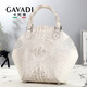 Kavanti Himalaya Shell-Tasche Licht Luxusmarke Strukturierte Krokodil-Leder-Frauentasche Echtes Leder große Kapazität Crossbody Handtasche Himalaya White-Small
