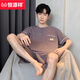 Hengyuanxiang men's pajamas summer Xinjiang cotton short-sleeved shorts thin teen casual large size can be worn outside home clothing suit yzt9201 3XL men